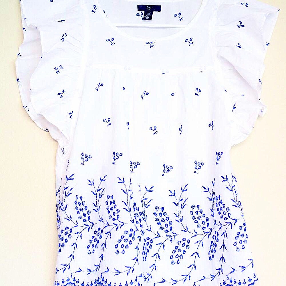 GAP Flutter Sleeve Embroidered Blouse